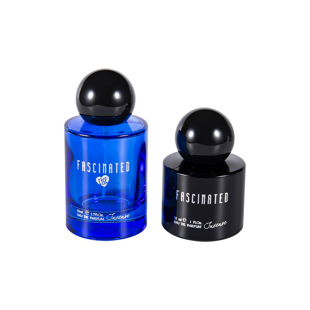 GC4748-WJ2537 30ML 球状 ABS PP プラスチック キャップが付いている円筒形のコーティングされた金箔ガラスの香水瓶