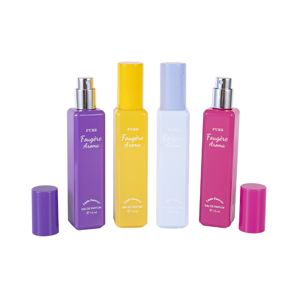 GC4222-WJ2369 15ML カラフルな PP プラスチック キャップが付いている小容量の上塗を施してあるガラスの香水瓶