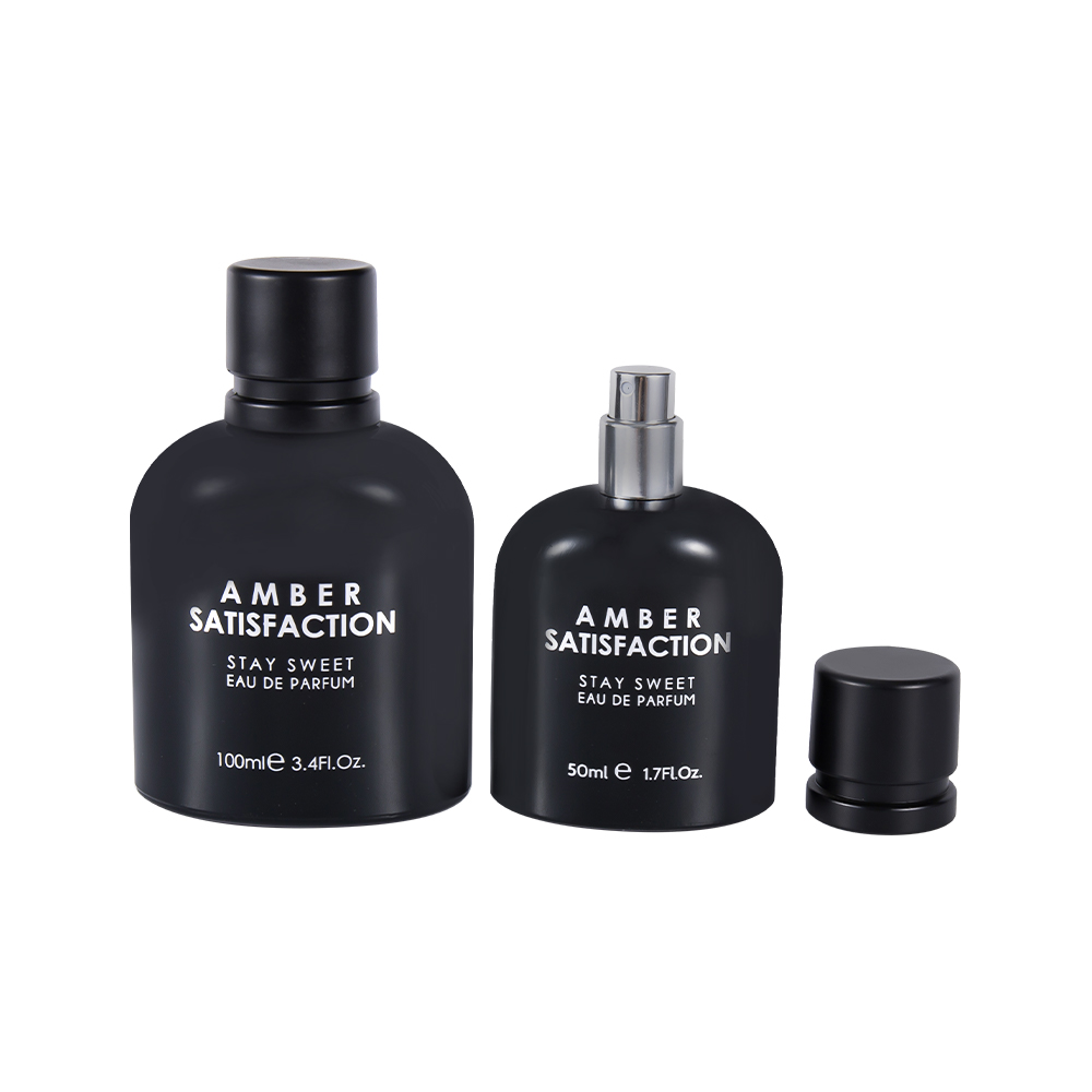 GC3849-WJ176 50 ミリリットルカラーコーティングされた明るい黒プリントガラス香水瓶 ABS PP プラスチックキャップ