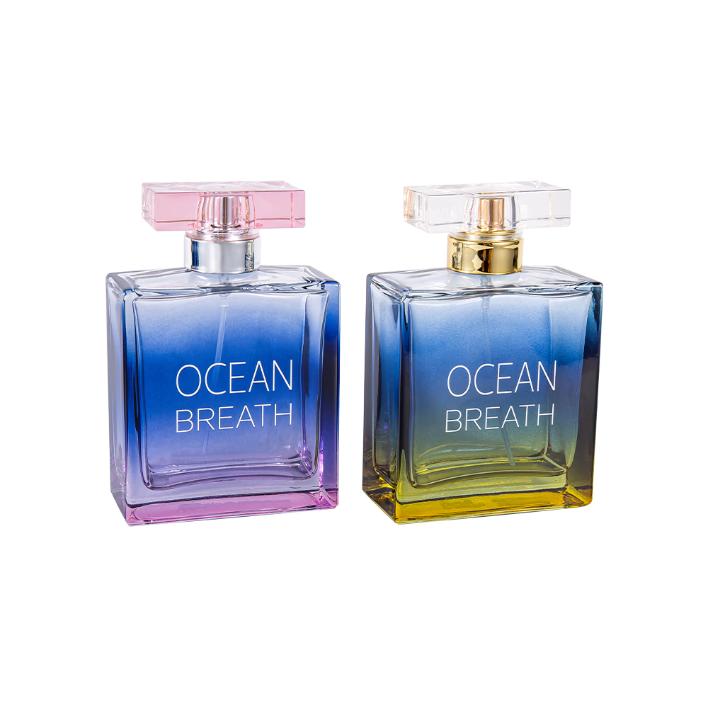 GC4375-WJ208 100ML ツートンカラーコーティングされたガラス香水瓶、Surlyn UV コーティングされたキャップ付き