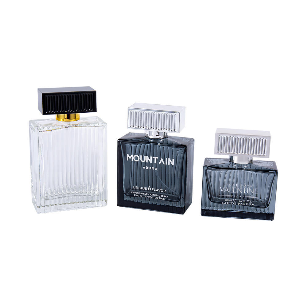 GC4311-WJ2092 ABS プラスチック ストライプ カバーが付いている 80 ML 縦ストライプ ガラス香水瓶