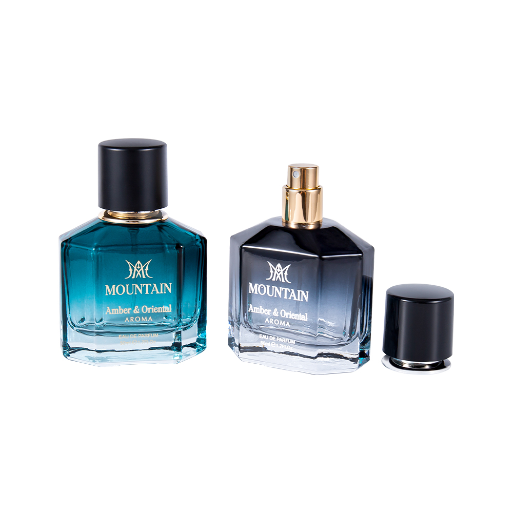 GC4030-WJ2099 50 ミリリットルガラス香水瓶コーティング印刷とホットスタンピングテープ PP Abs UV 香水キャップ